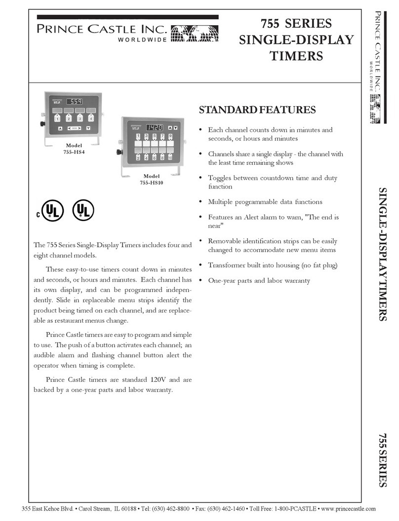 Prince Castle 755 Series Single-Display Timers 755-HS10 Specifications