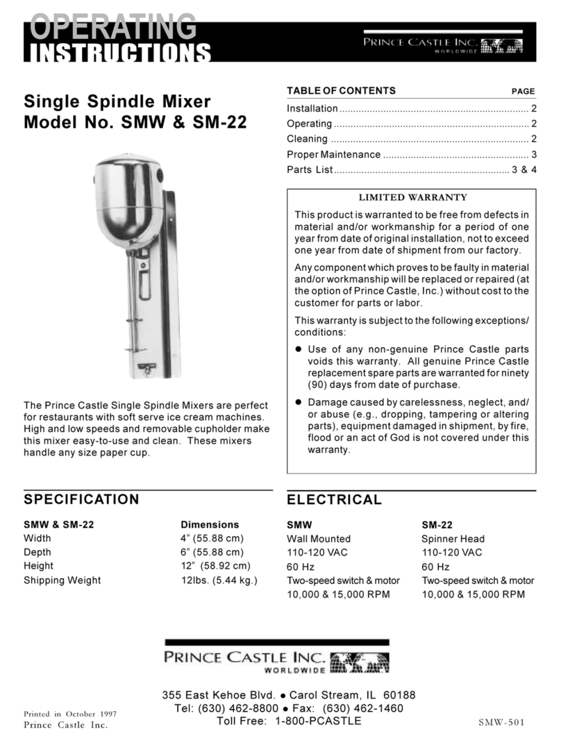 Prince Castle SM-22 User manual