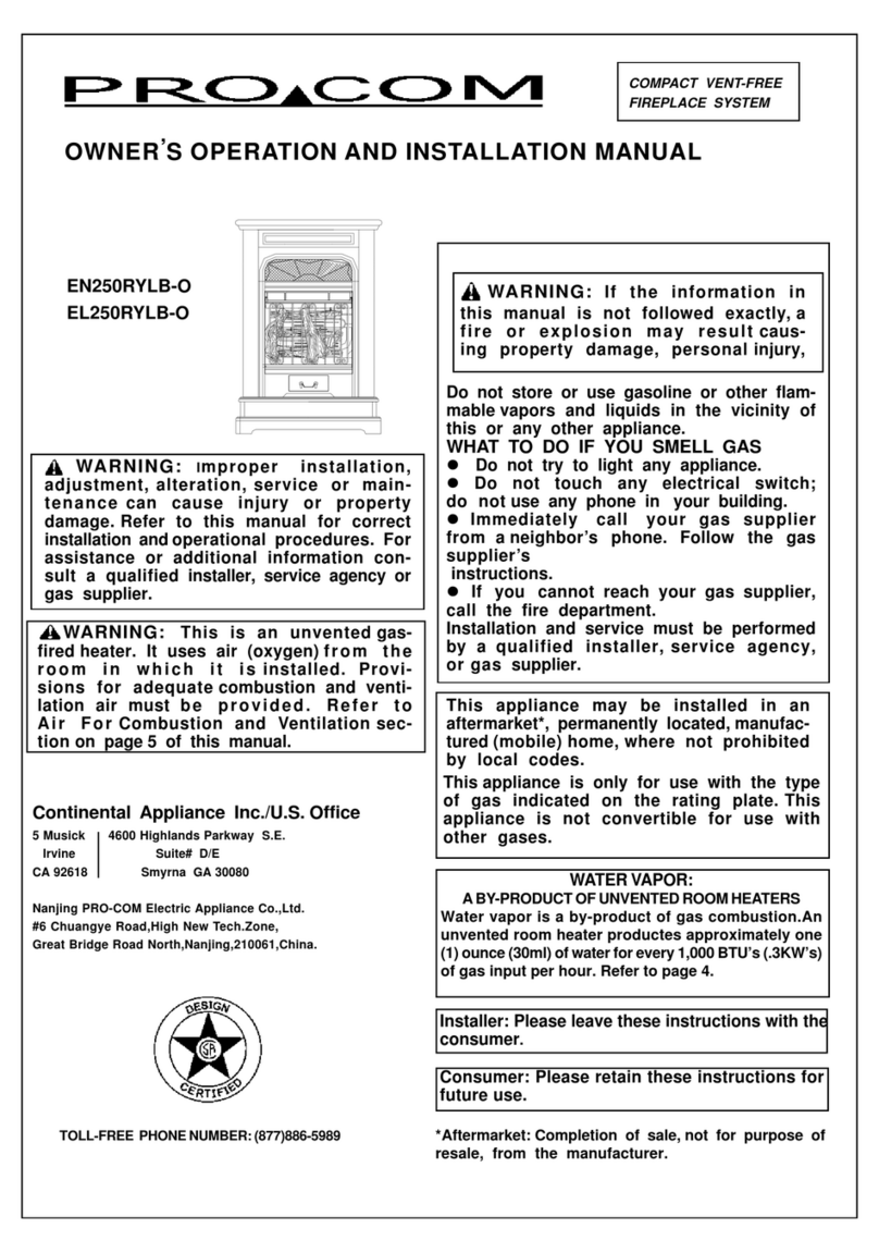 Procom EL250RYLB-O OWNER'S OPERATION AND INSTALLATION MANUAL Procom EL250RYLB-O OWNER'S OPERATION AND INSTALLATION MANUAL