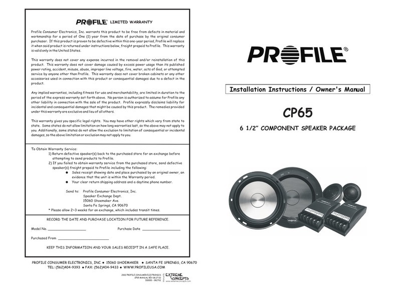 Profile CP65 Installation instructions & owner's manual