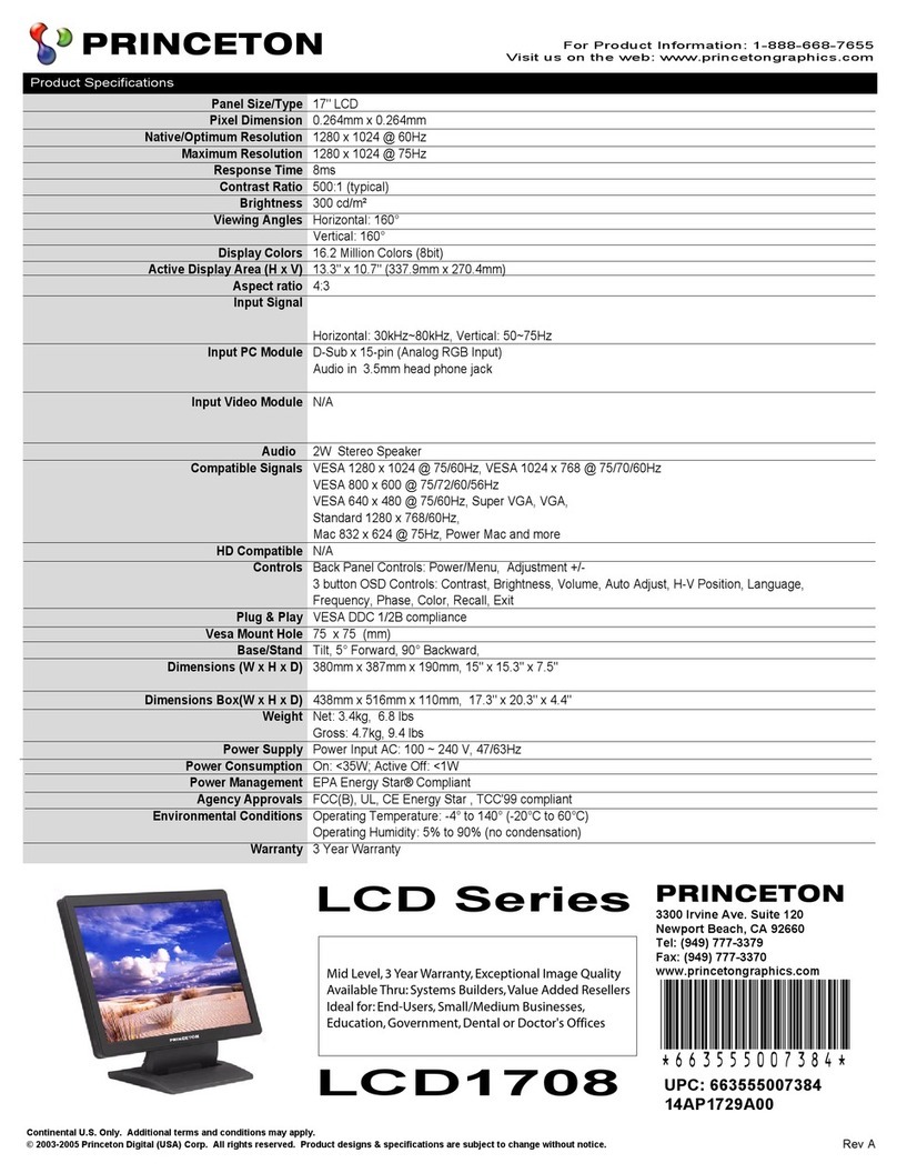 Princeton LCD Flat Panel TV LCD 1708 Installation instructions