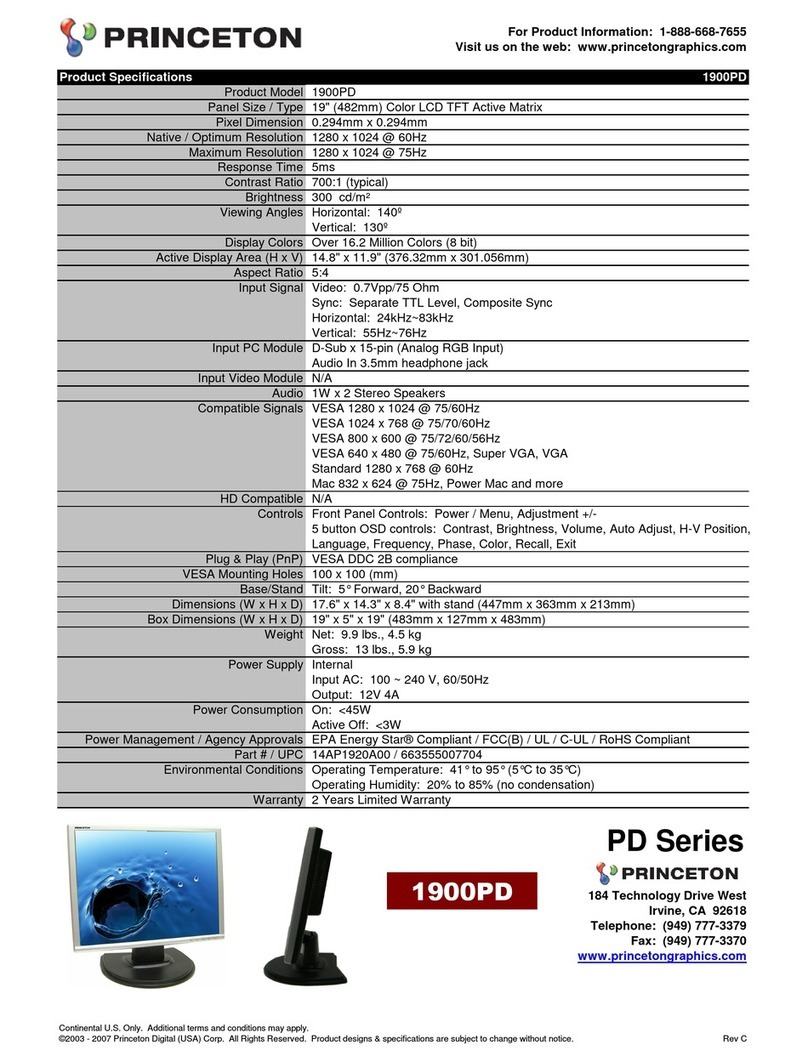 Princeton LCD Flat Panel TV PD Installation instructions