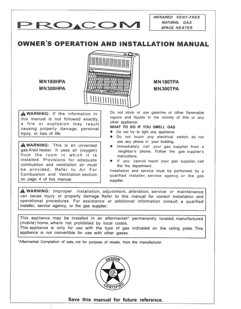 Procom MN180HPA Owner's operation & installation manual