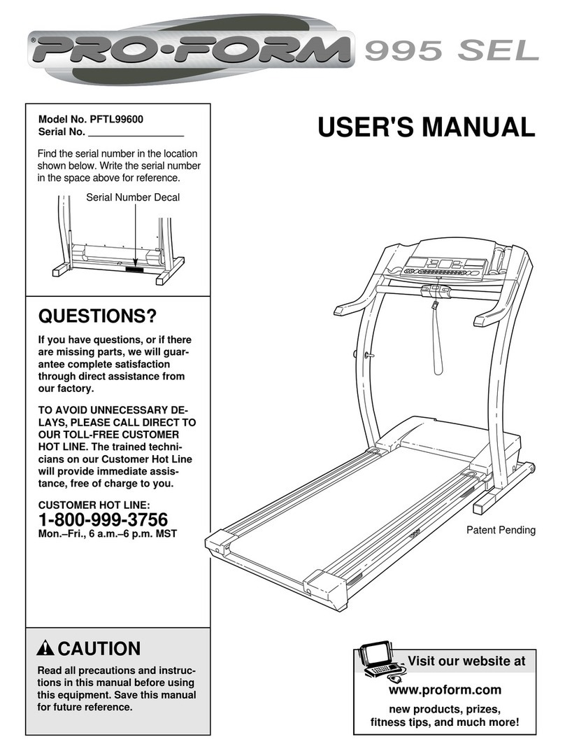 Pro-Form TREADMILL PFTL99600 User manual