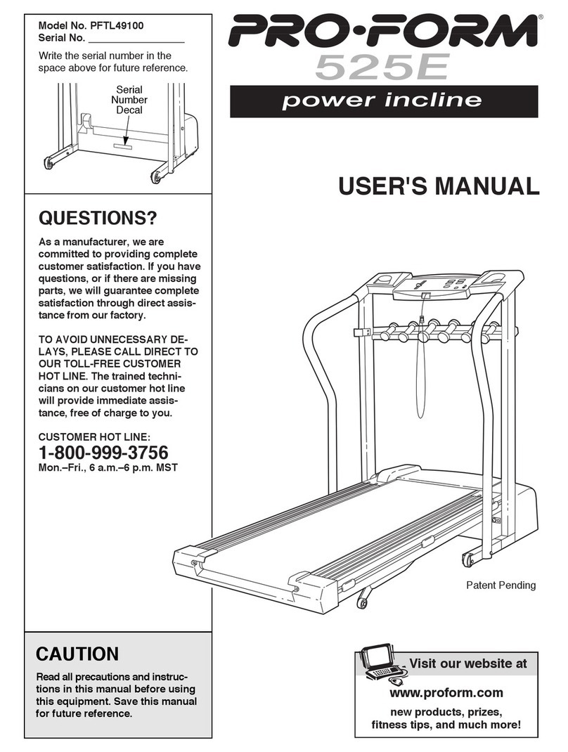 Pro-Form 525E PFTL49100 User manual