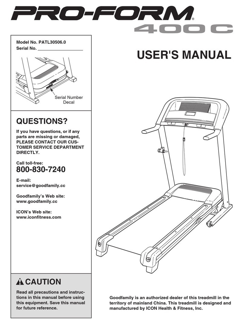 Pro-Form 400 C Treadmill User manual Pro-Form 400 C Treadmill User manual