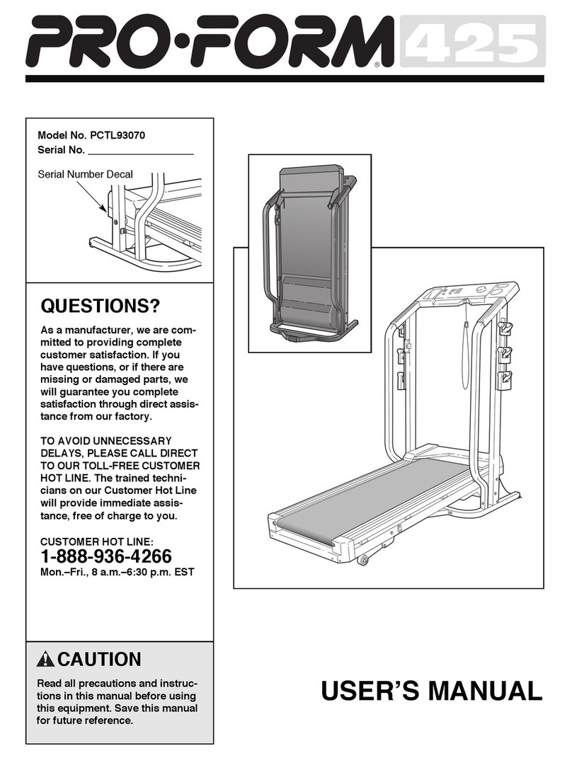 Pro-Form 425 PCTL93070 User manual