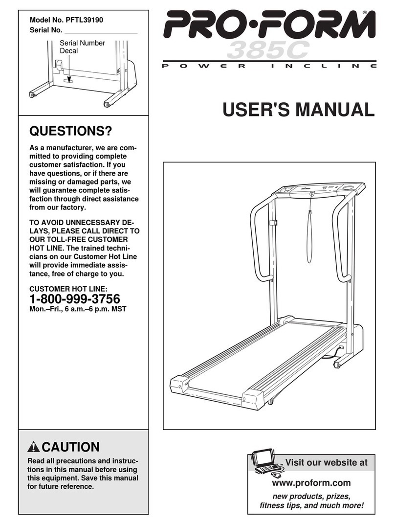 Pro-Form 385C PFTL39190 User manual