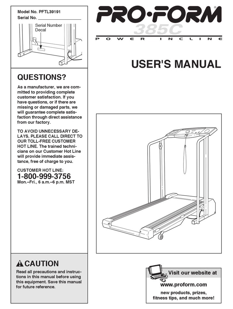 Pro-Form 385c PFTL39191 user manual