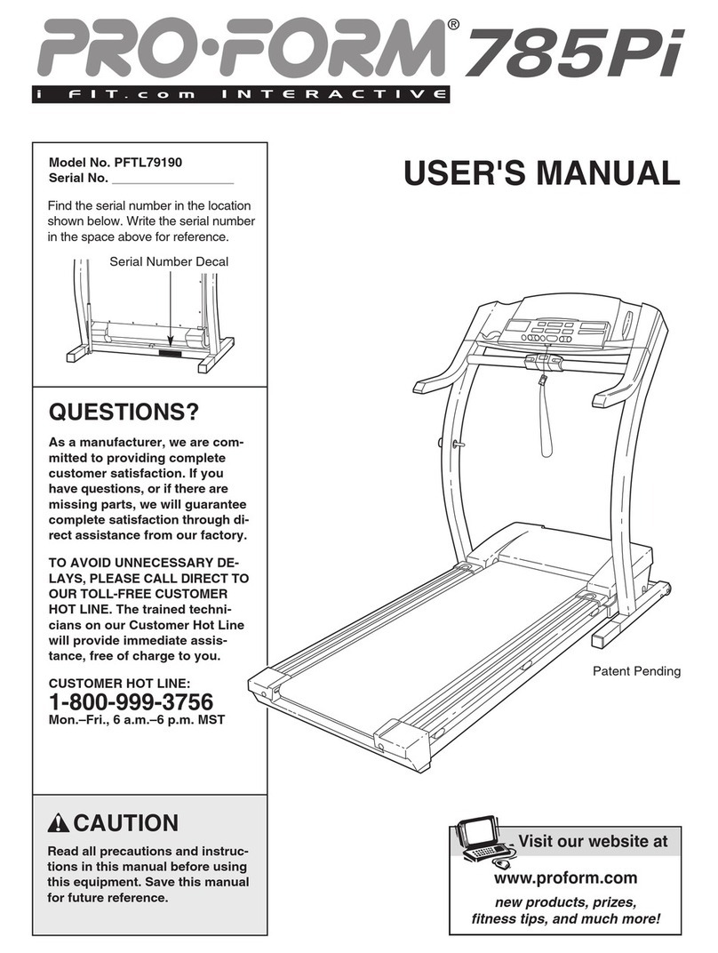 Pro-Form 785Pi PFTL79190 User manual