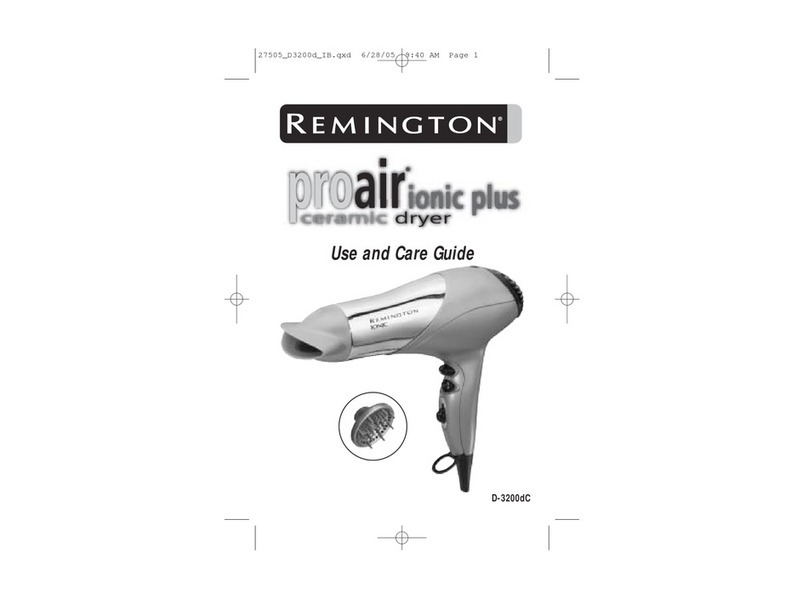 Remington ProAir D-3200dC Use and care guide
