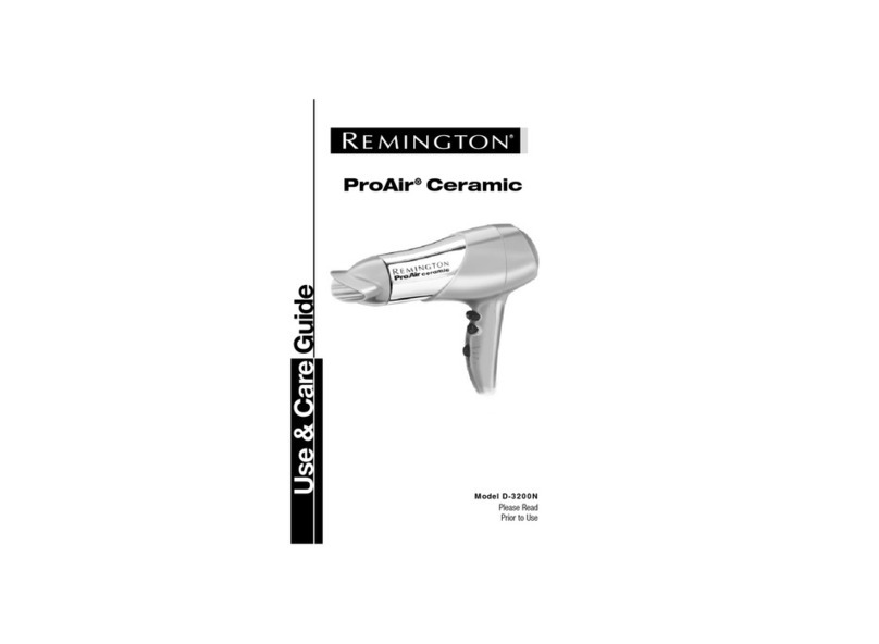 Remington ProAir D-3200N Use & care guide