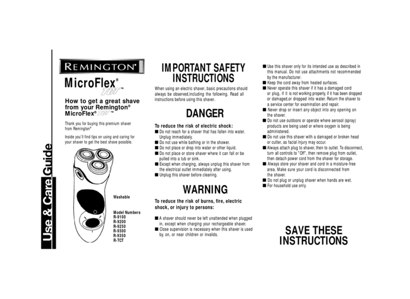 Remington R-9100 Use & care guide