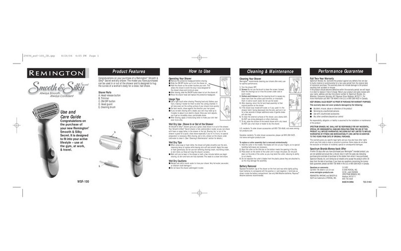 Remington Smooth & Silky shavers User manual