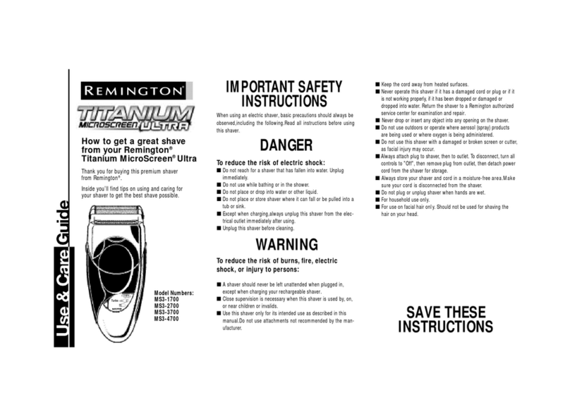 Remington Titanium Microscreen Ultra MS3-1700 User manual