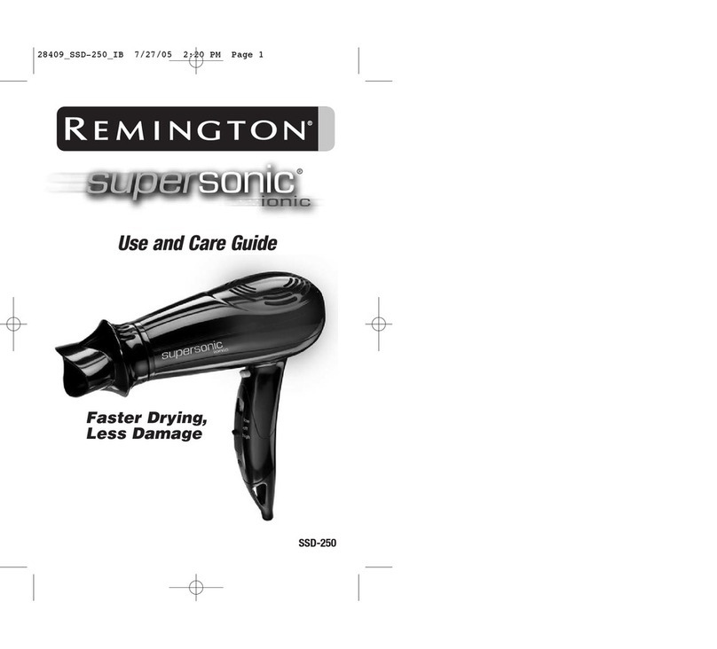 Remington SuperSonic SSD-250 Use and care guide