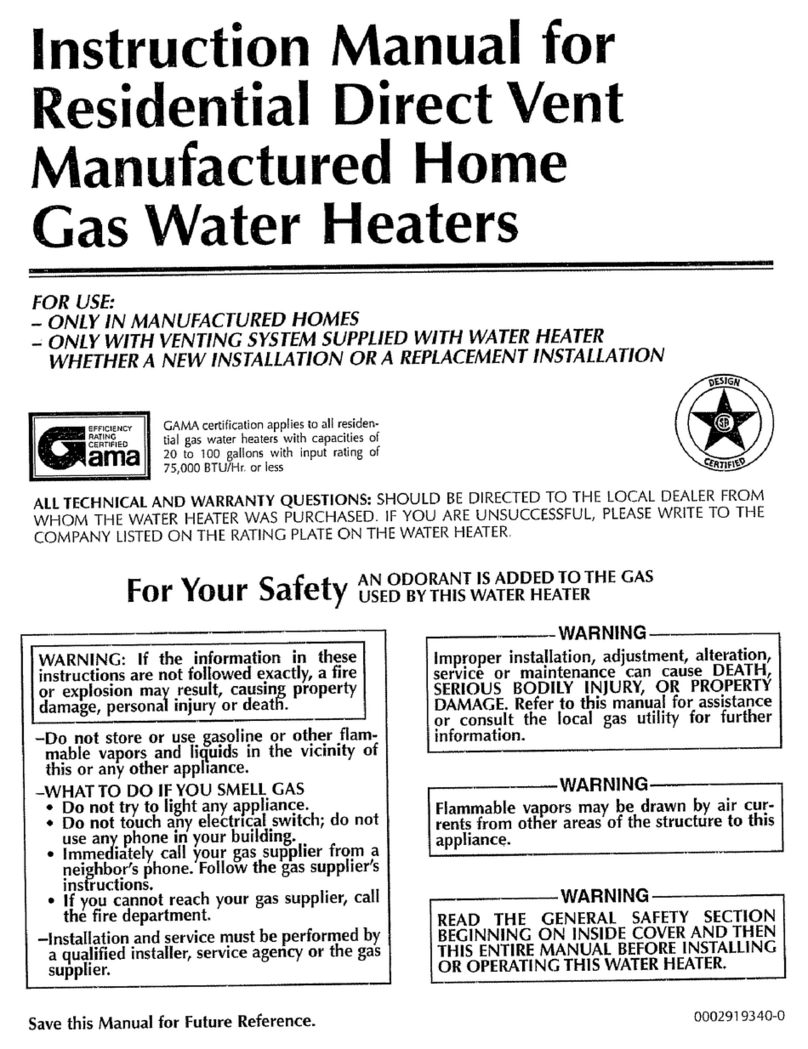 Reliance Water Heaters 2919340 instruction manual