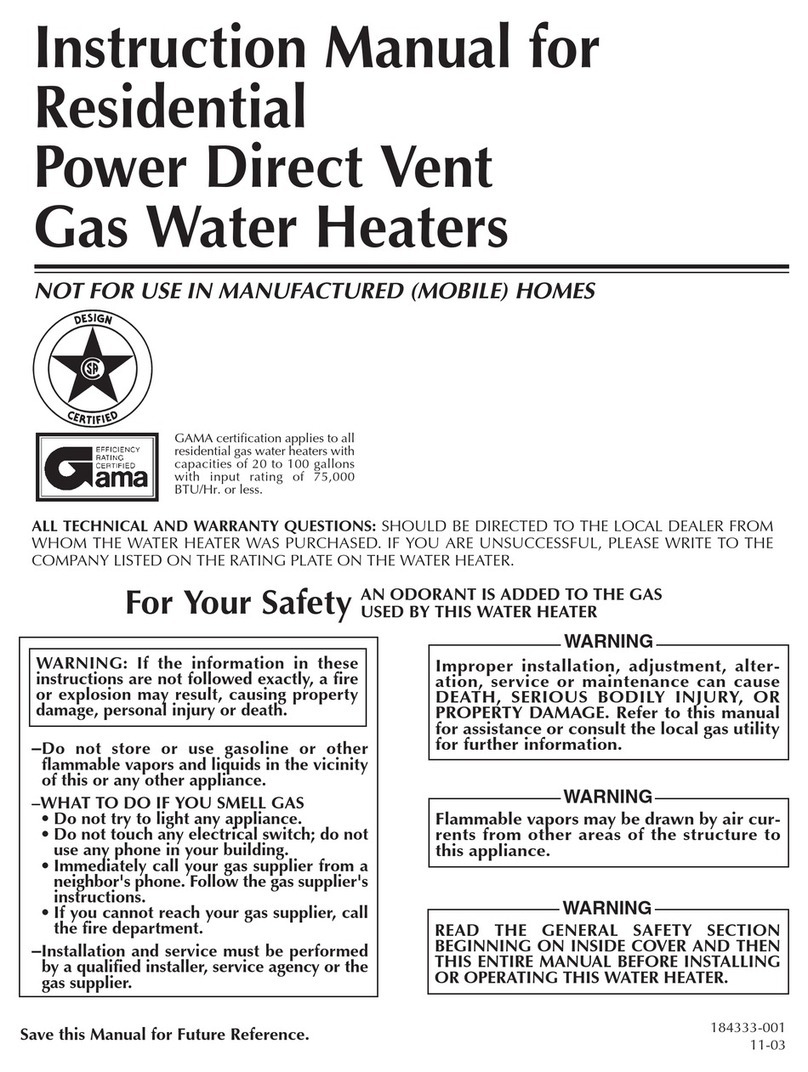 Reliance Water Heaters 11-03 instruction manual