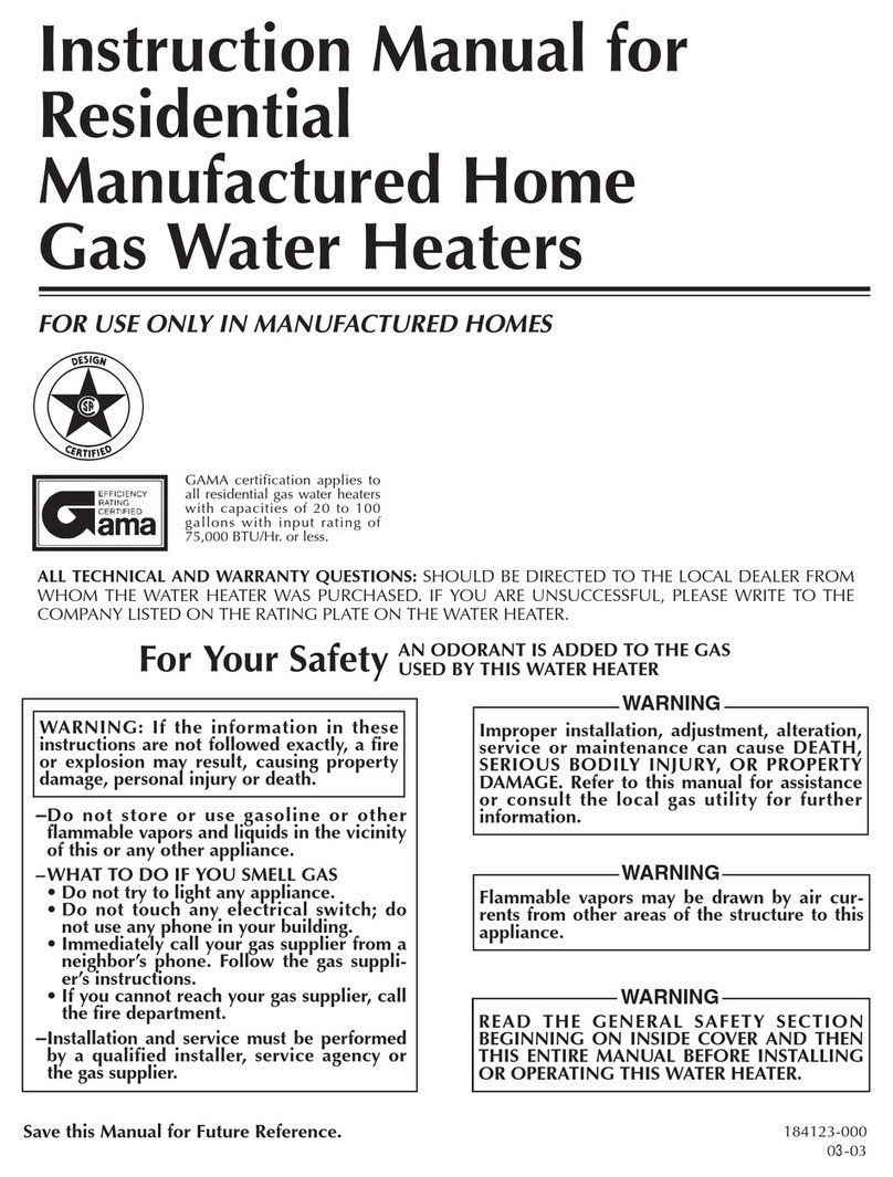 Reliance Water Heaters 184123-000 instruction manual