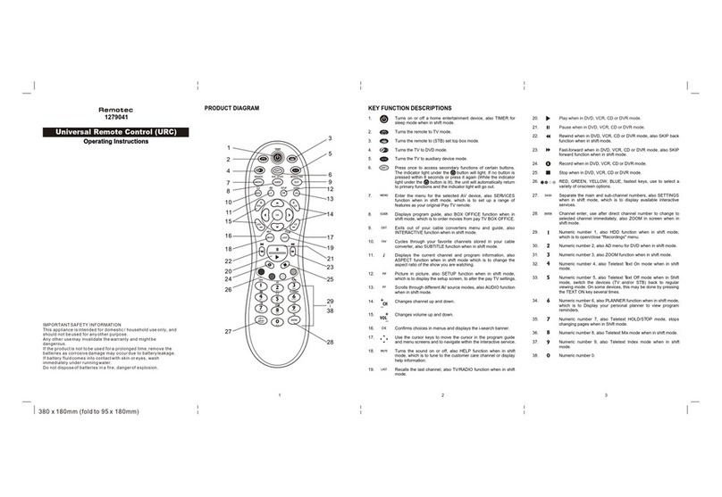 Remotec 1279041 operating instructions
