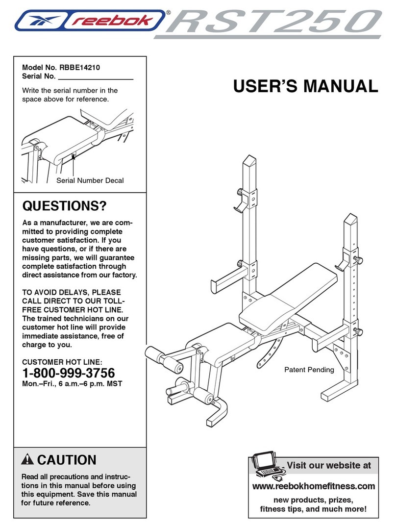 Reebok weight bench RBBE14210 user manual