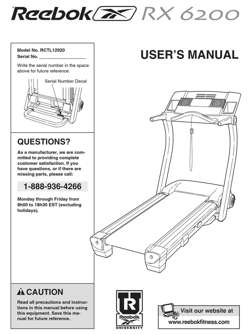 Reebok RX 6200 treadmill RCTL12920 User manual