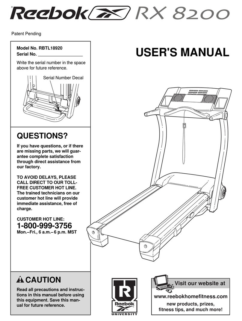 Reebok RX 8200 treadmill RBTL18920 User manual