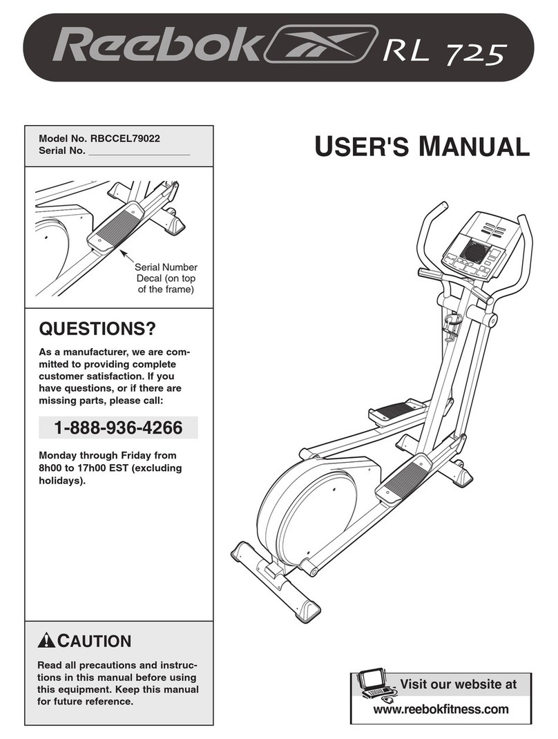 Reebok RL 725 elliptical exerciser RBCCEL79022 user manual