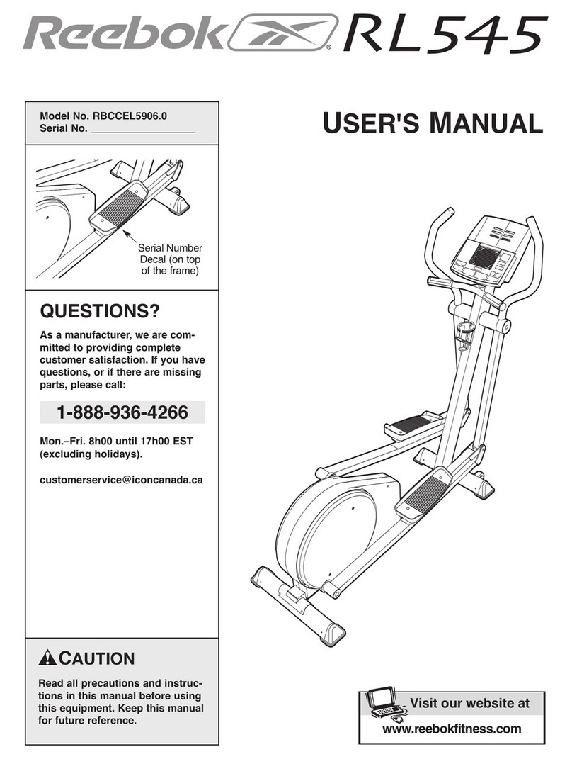 Reebok RL 545 elliptical exerciser RBCCEL5906.0 user manual