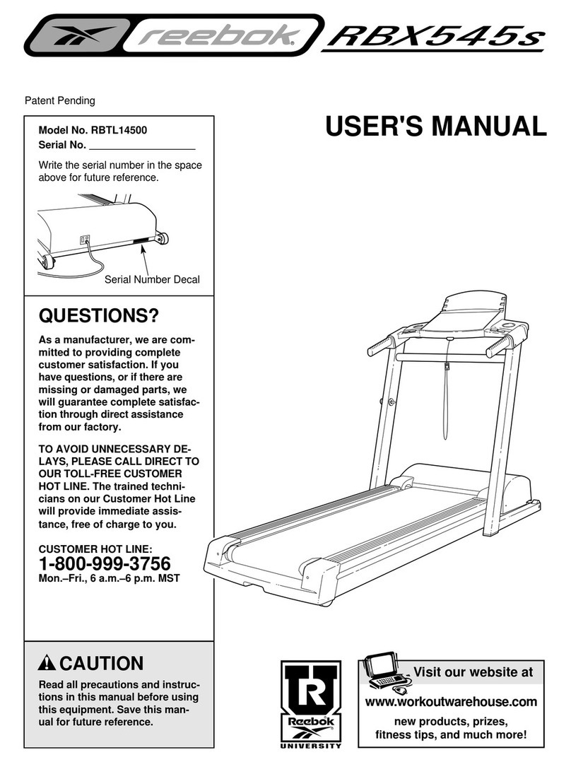 Reebok Rbx 545s Treadmill User manual
