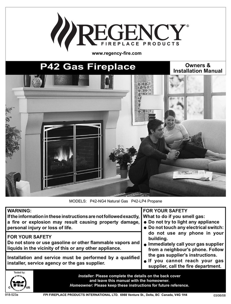 Regency Gas Fireplace P42-LP4 Quick start guide