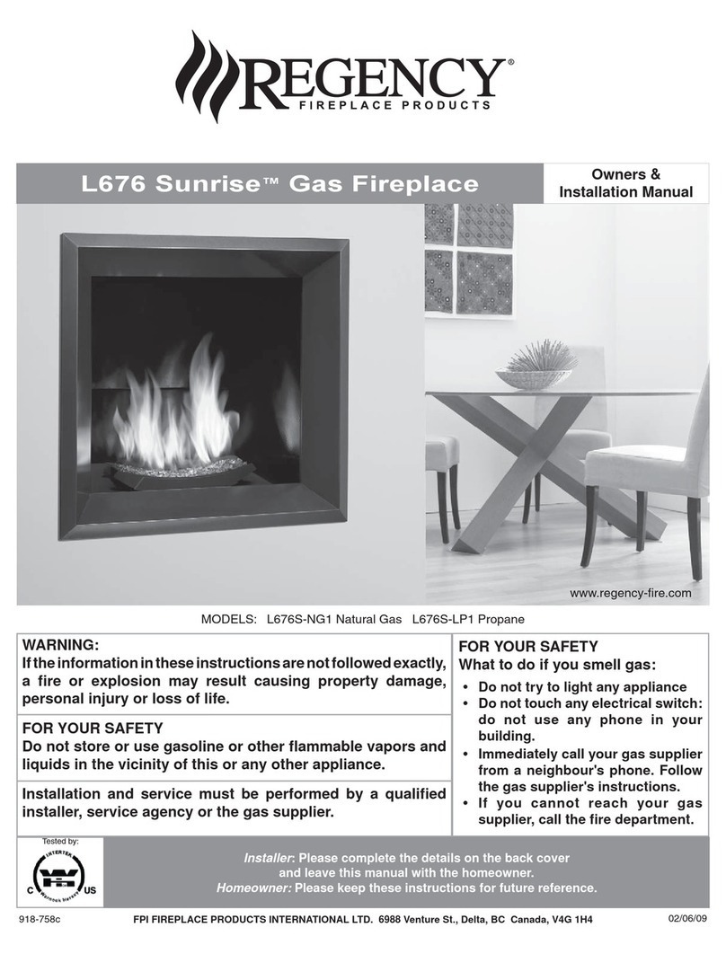 Regency L676S-NG1 Sunrise Owners & installation manual