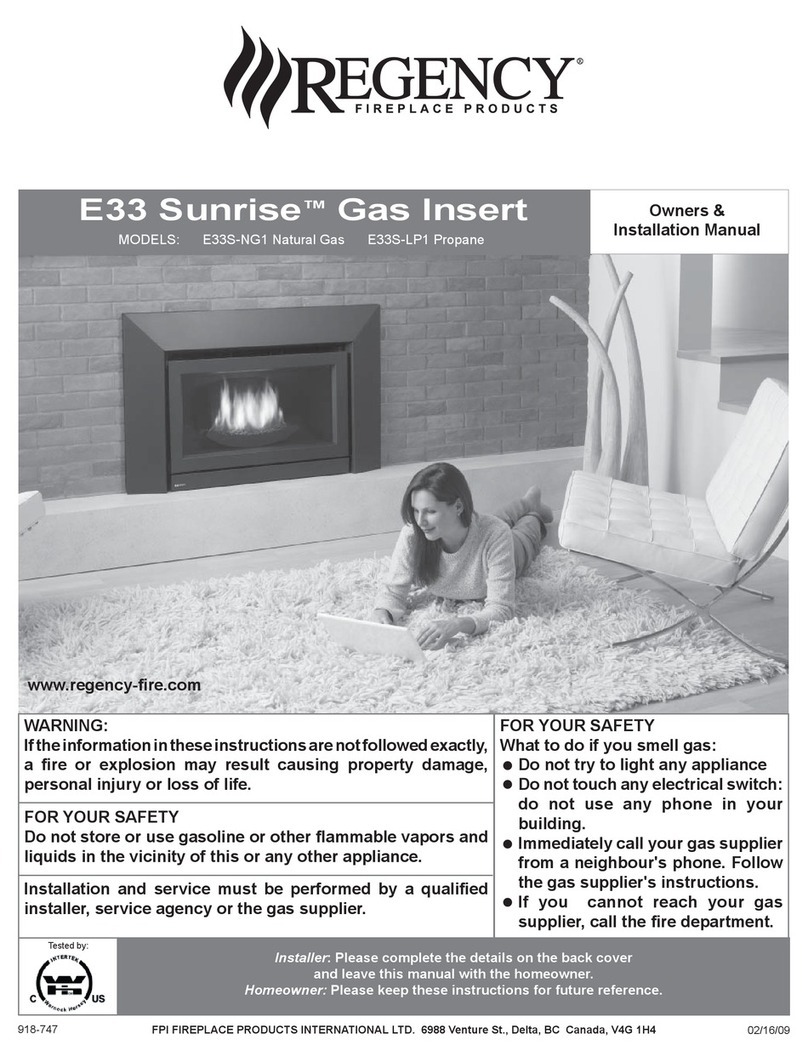 Regency Sunrise E33S installation manual