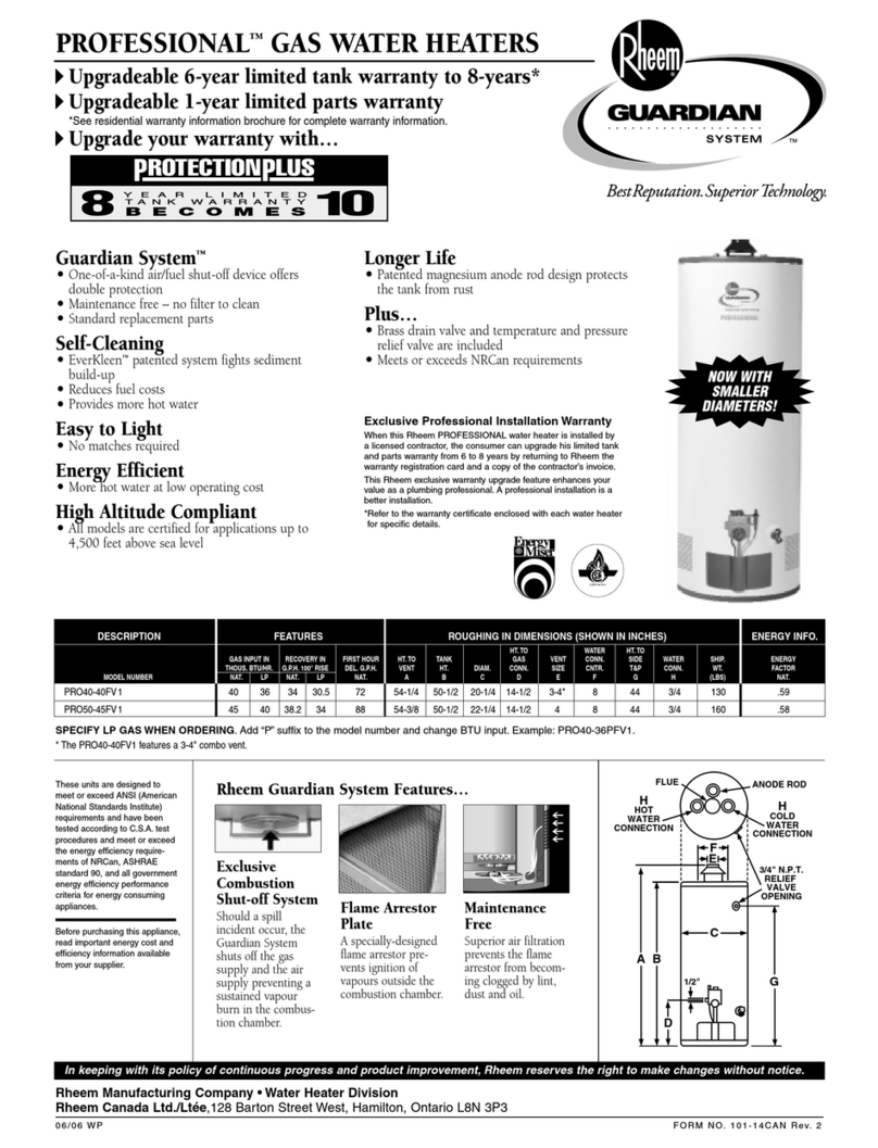 Rheem PRO40-40FY1 Specifications