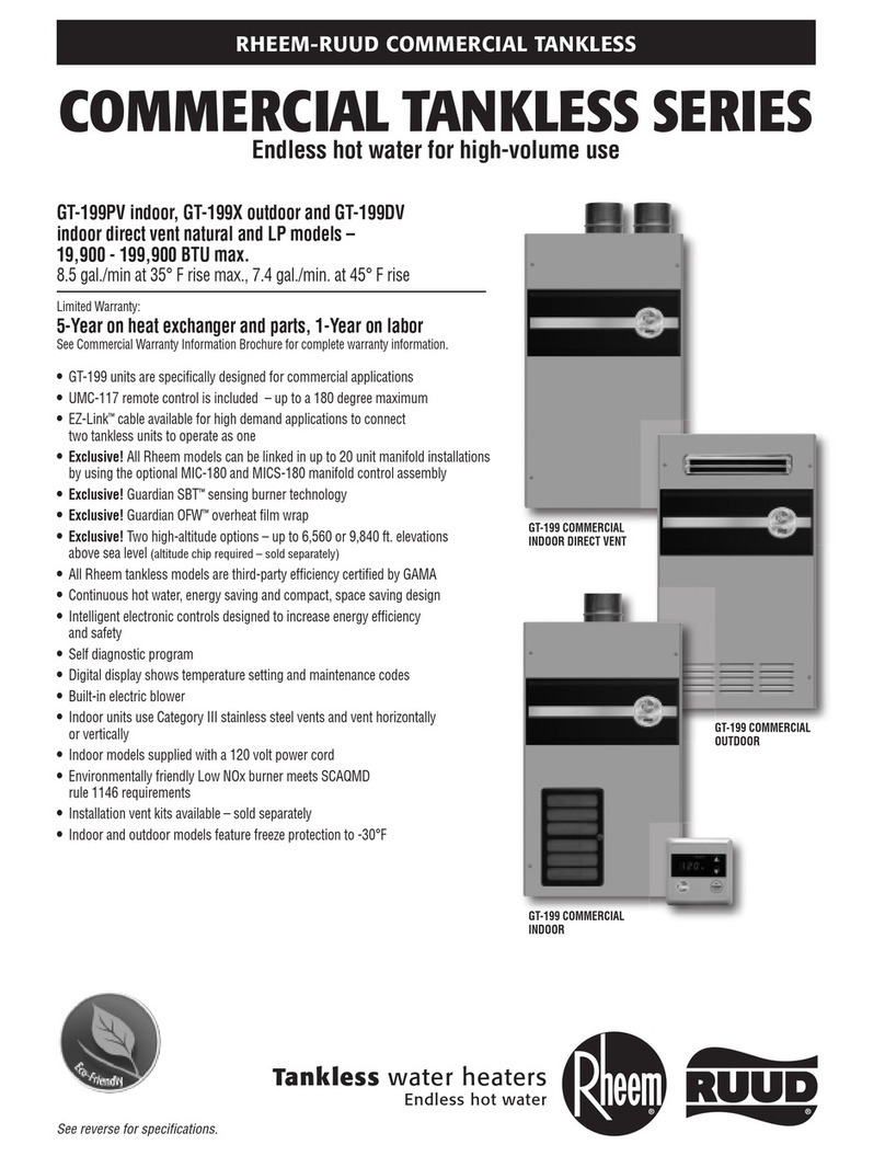Rheem GT-199PV Specification sheet Rheem GT-199PV Specification sheet