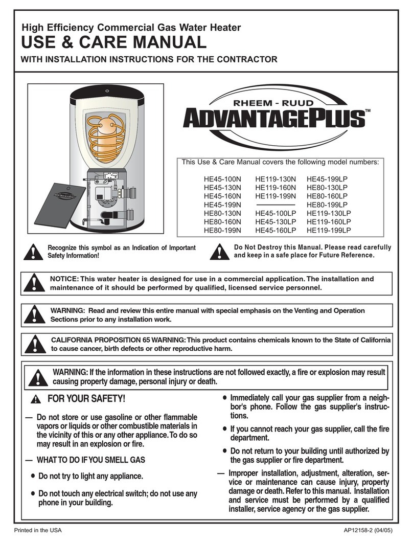 Rheem AdvantagePlus HE119-130LP use and care manual