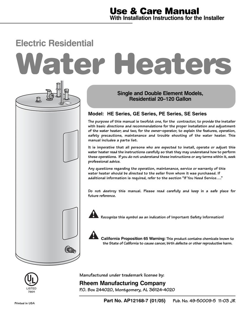 Rheem GE Series User manual