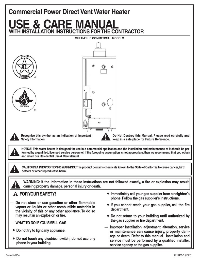 Rheem Commercial Power Direct Vent Water heater User manual