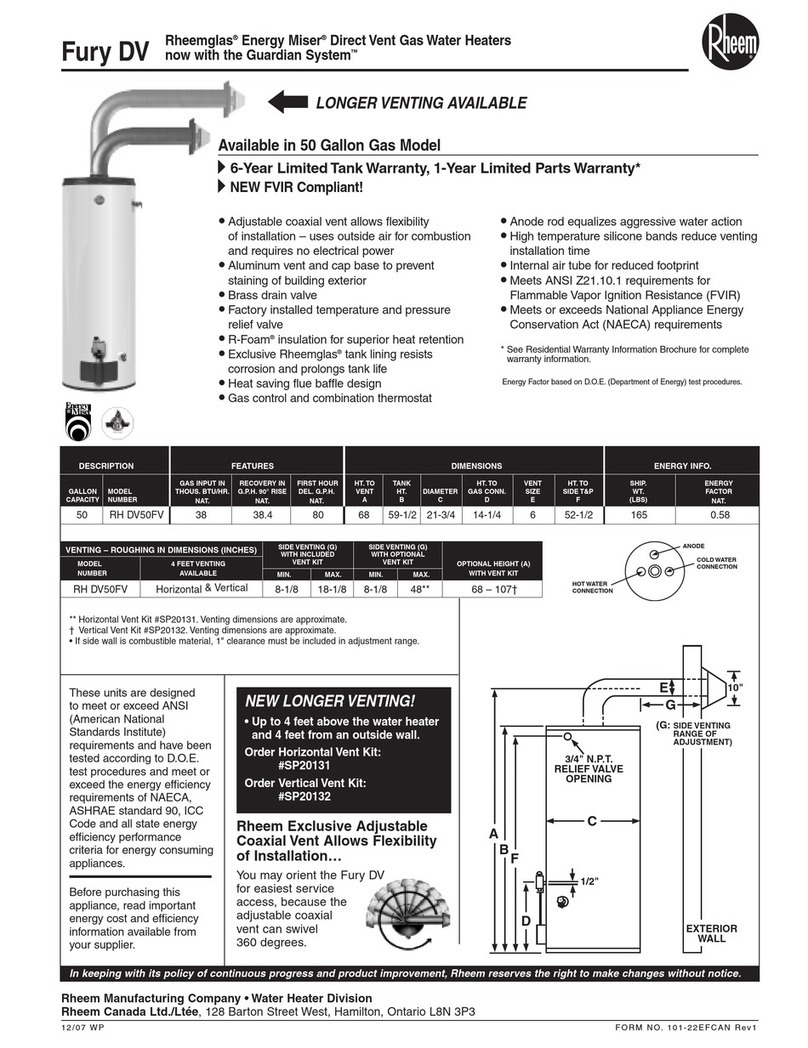 Rheem Energy Miser RH DV50FV User manual