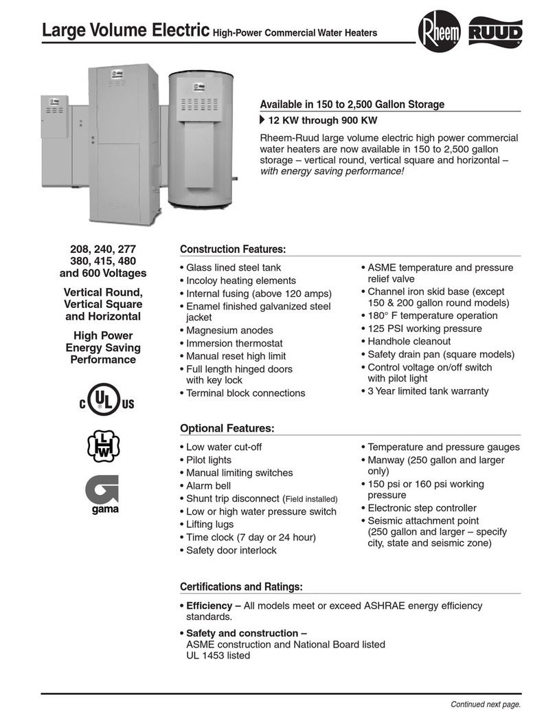 Rheem RUUD High-Power Commercial Water Heater Specifications Rheem RUUD High-Power Commercial Water Heater Specifications