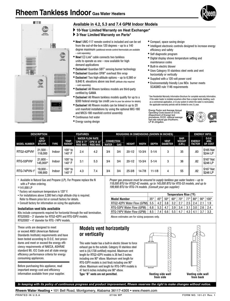 Rheem RTG2-42PV User manual