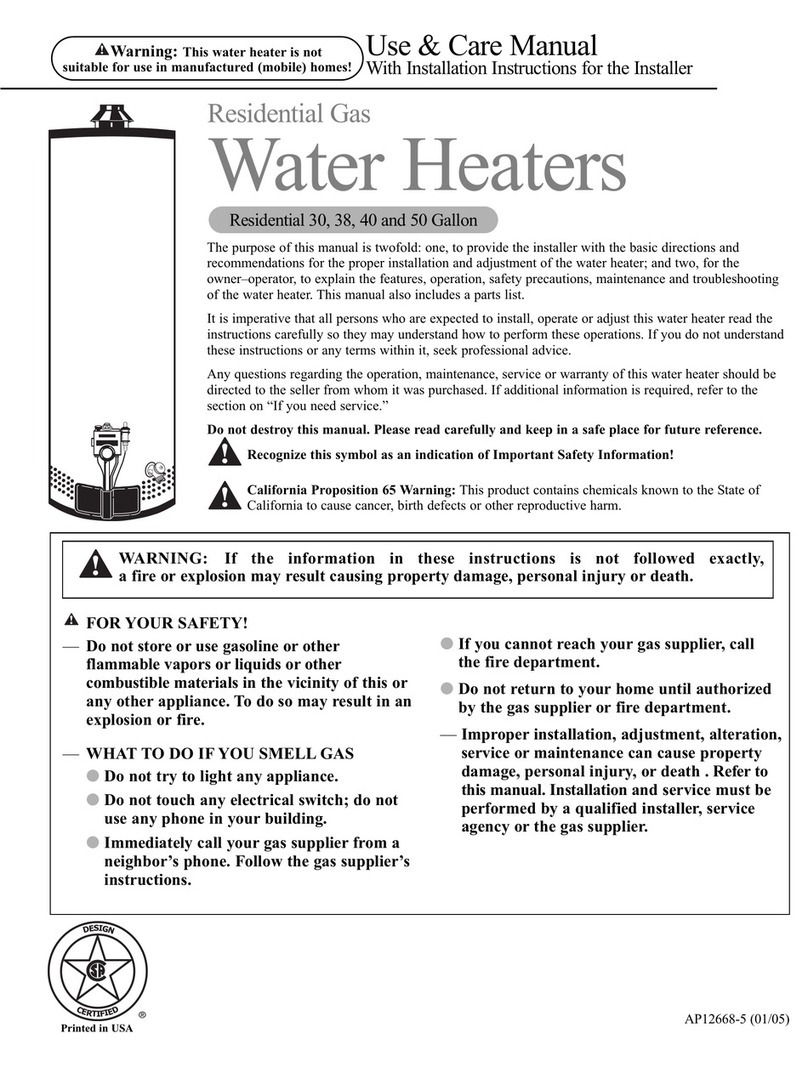 Rheem PVR50-80 (NAT) User manual