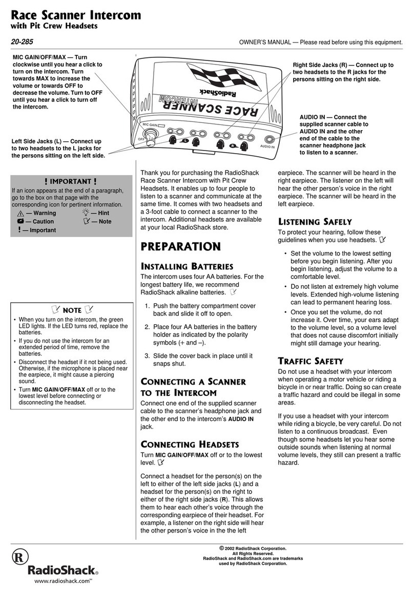 Radio Shack 20-285 User manual