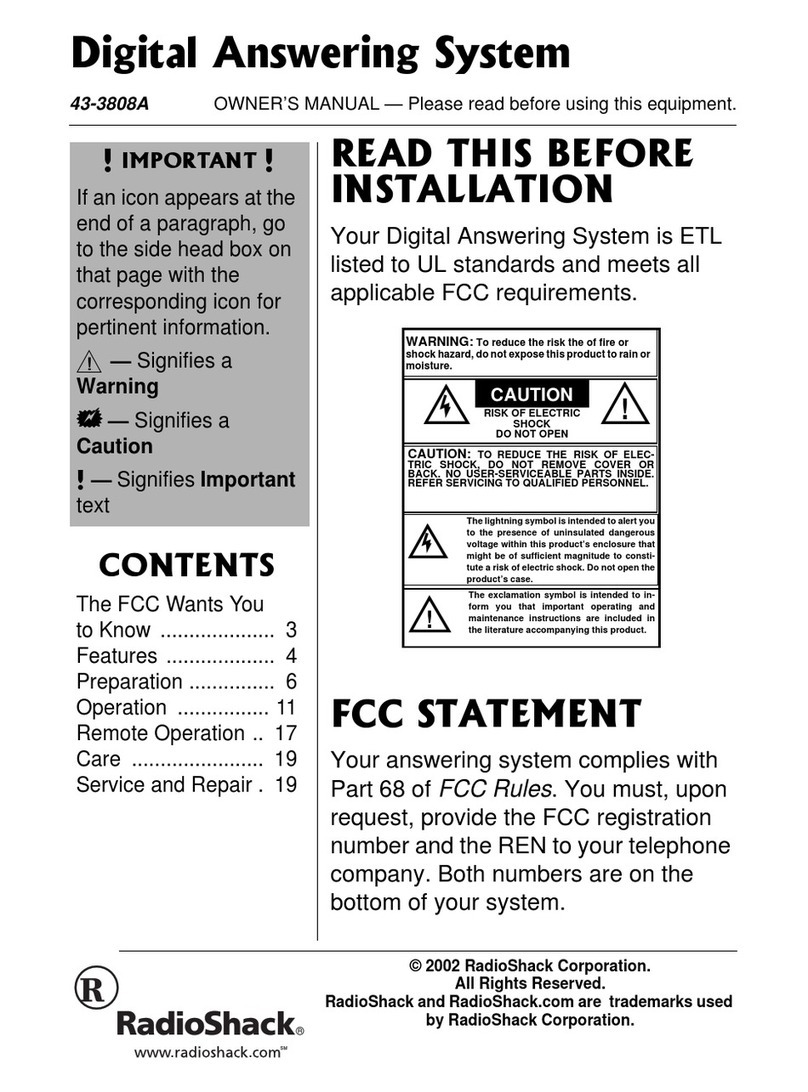 Radio Shack 43-3808A owner's manual