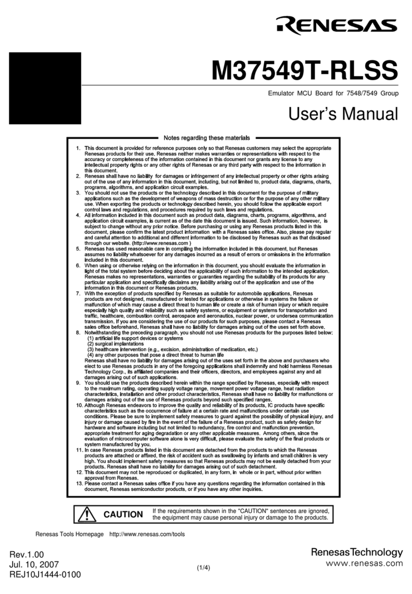 Renesas Emulator MCU Board M37549T-RLSS User manual
