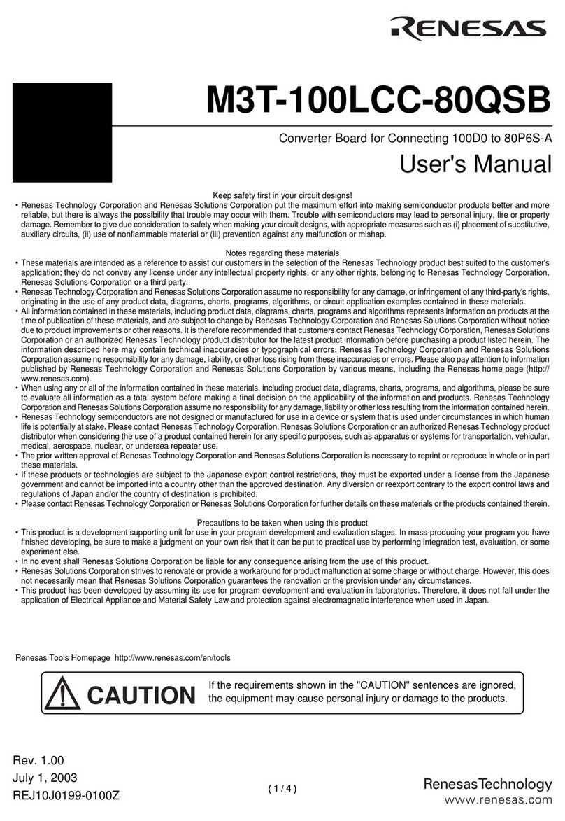 Renesas M3T-100LCC-80QSB User manual
