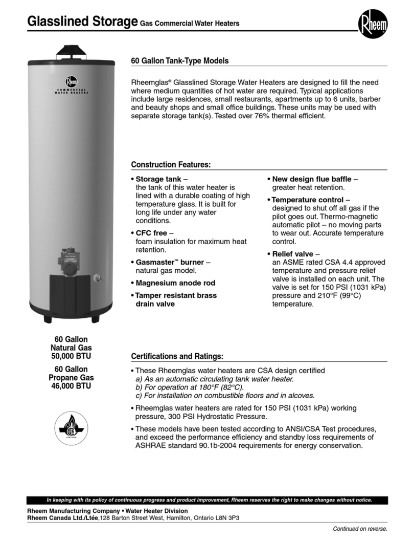 Rheem 46000 BTU User manual Rheem 46000 BTU User manual