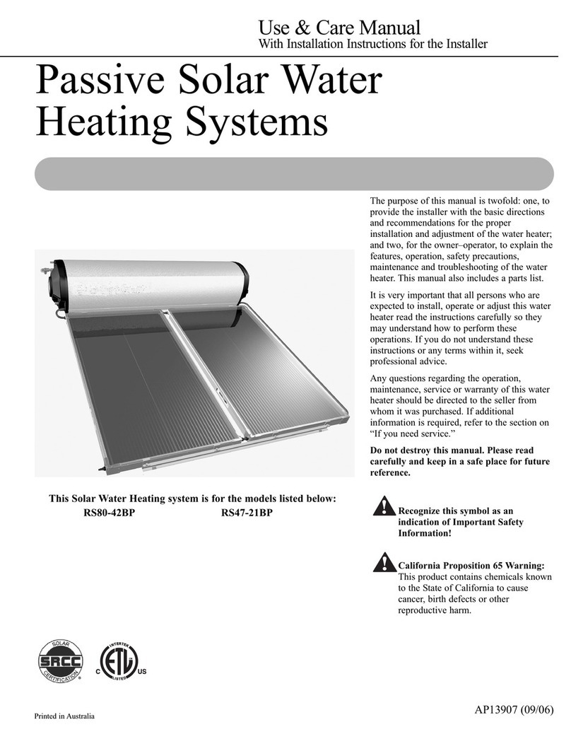 Rheem Solaraide RS47-21BP User manual