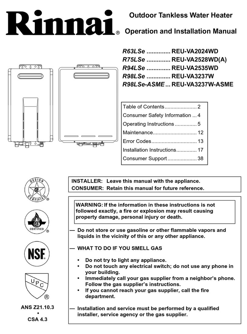 Rinnai R63LSe Operation and installation manual