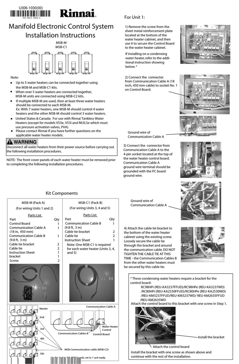 Rinnai MANIFOLD ELECTRONIC CONTROL SYSTEM MSB-C1 User manual